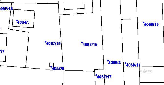 Parcela st. 4067/15 v KÚ Příbram, Katastrální mapa