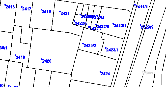 Parcela st. 2423/2 v KÚ Příbram, Katastrální mapa