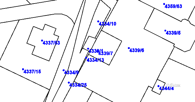 Parcela st. 4339/7 v KÚ Příbram, Katastrální mapa