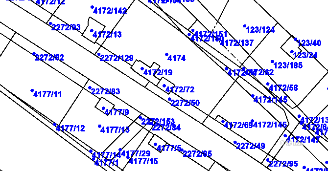 Parcela st. 4172/72 v KÚ Příbram, Katastrální mapa