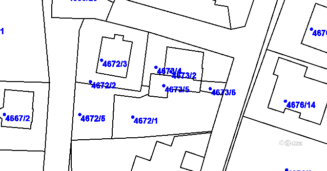 Parcela st. 4673/5 v KÚ Příbram, Katastrální mapa