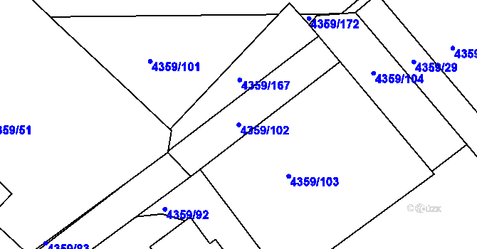 Parcela st. 4359/102 v KÚ Příbram, Katastrální mapa