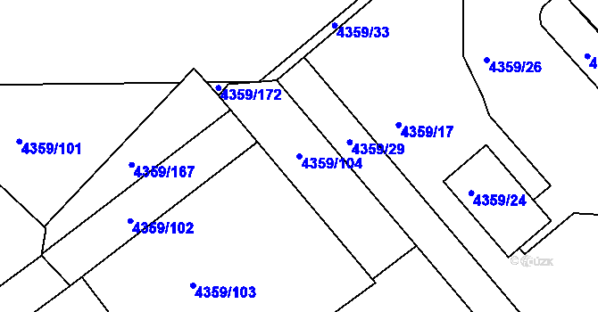 Parcela st. 4359/104 v KÚ Příbram, Katastrální mapa