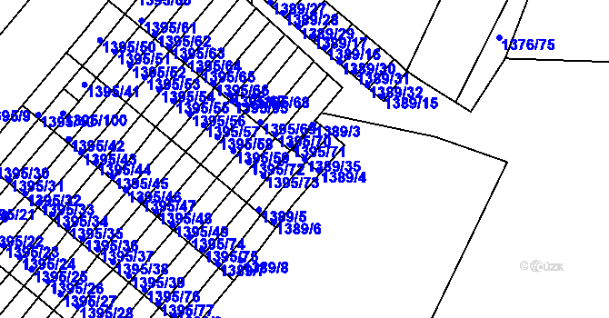Parcela st. 1389/35 v KÚ Příbram, Katastrální mapa