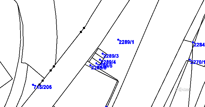 Parcela st. 2289/3 v KÚ Příbram, Katastrální mapa