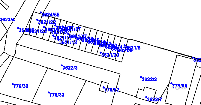 Parcela st. 3621/39 v KÚ Příbram, Katastrální mapa
