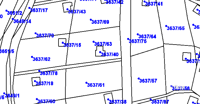 Parcela st. 3637/40 v KÚ Příbram, Katastrální mapa