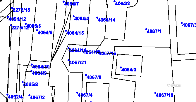 Parcela st. 4067/16 v KÚ Příbram, Katastrální mapa