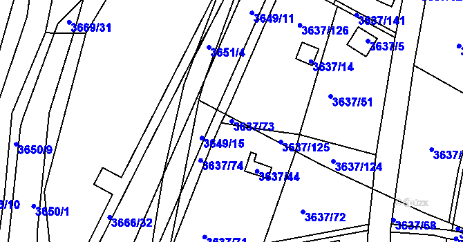 Parcela st. 3637/73 v KÚ Příbram, Katastrální mapa