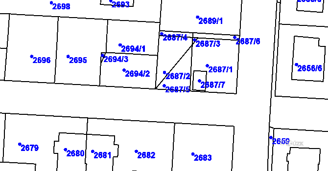 Parcela st. 2687/5 v KÚ Příbram, Katastrální mapa