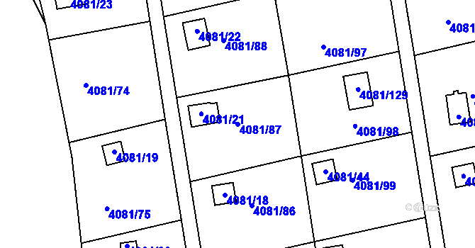Parcela st. 4081/87 v KÚ Příbram, Katastrální mapa