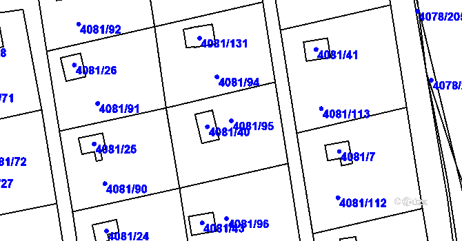 Parcela st. 4081/95 v KÚ Příbram, Katastrální mapa
