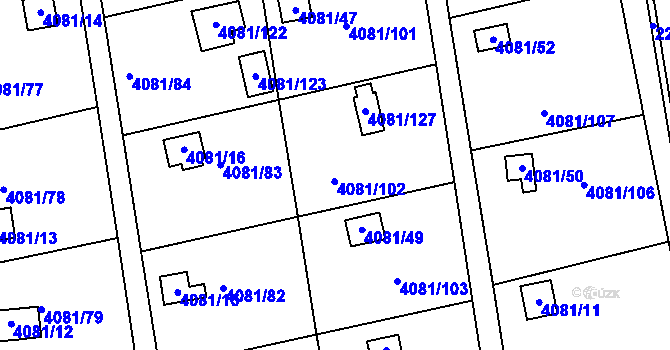 Parcela st. 4081/102 v KÚ Příbram, Katastrální mapa