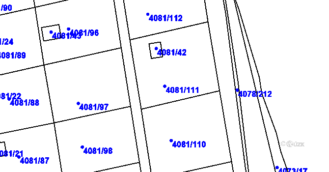 Parcela st. 4081/111 v KÚ Příbram, Katastrální mapa