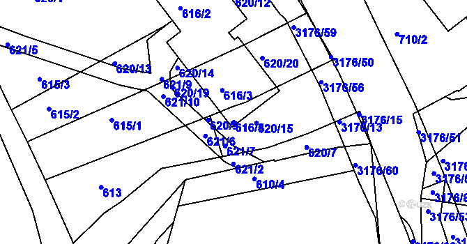 Parcela st. 616/5 v KÚ Příbram, Katastrální mapa