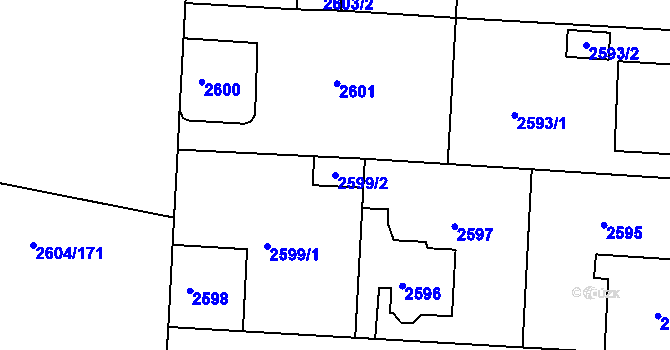 Parcela st. 2599/2 v KÚ Příbram, Katastrální mapa