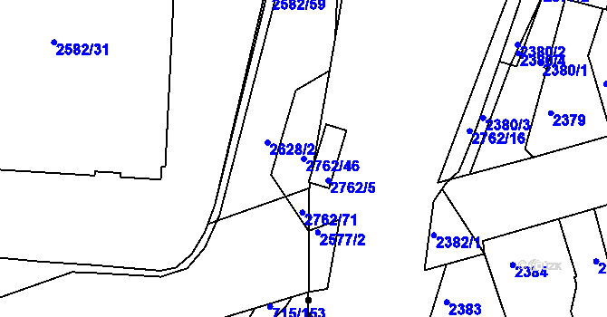Parcela st. 2762/46 v KÚ Příbram, Katastrální mapa