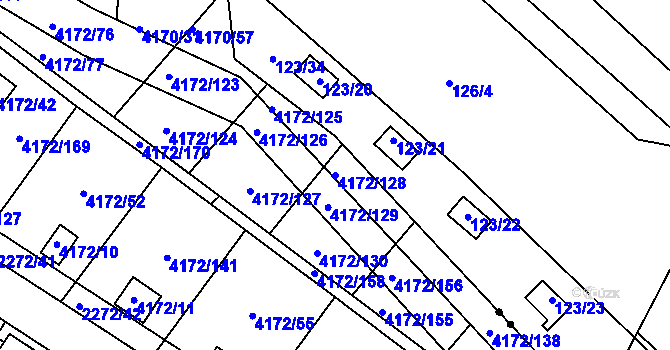 Parcela st. 4172/128 v KÚ Příbram, Katastrální mapa