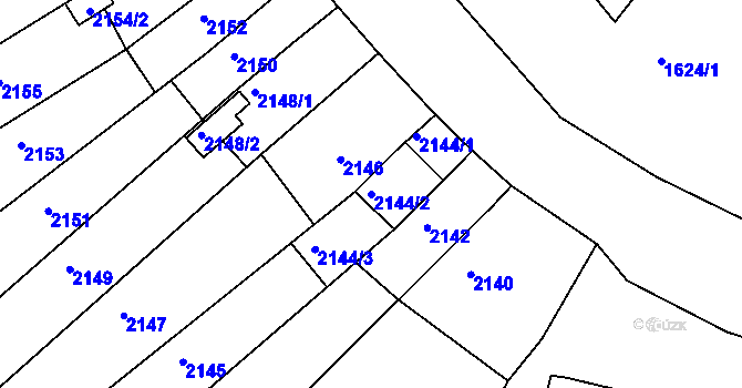 Parcela st. 2144/2 v KÚ Příbram, Katastrální mapa