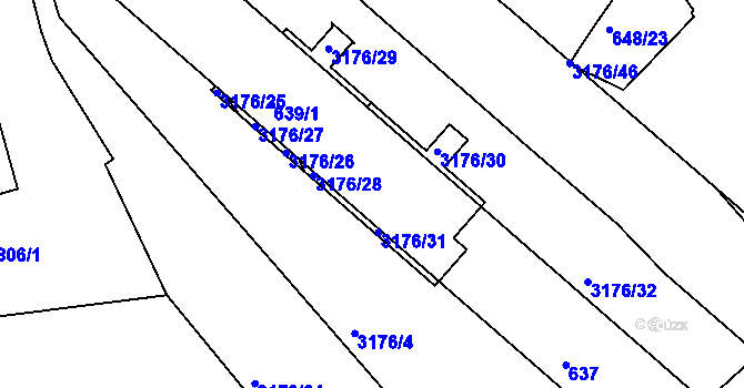 Parcela st. 639/1 v KÚ Příbram, Katastrální mapa