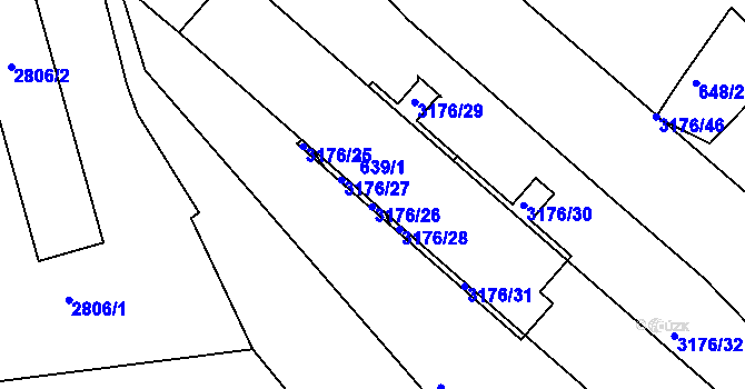 Parcela st. 640/6 v KÚ Příbram, Katastrální mapa