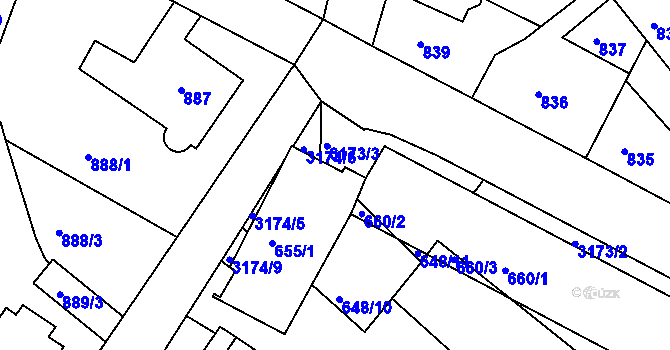 Parcela st. 655/3 v KÚ Příbram, Katastrální mapa