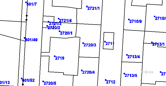 Parcela st. 2720/3 v KÚ Příbram, Katastrální mapa