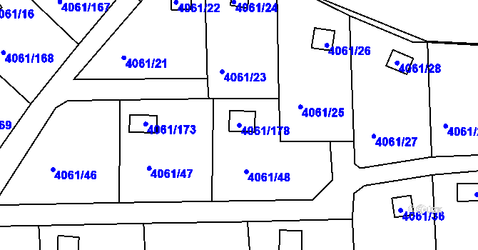 Parcela st. 4061/178 v KÚ Příbram, Katastrální mapa