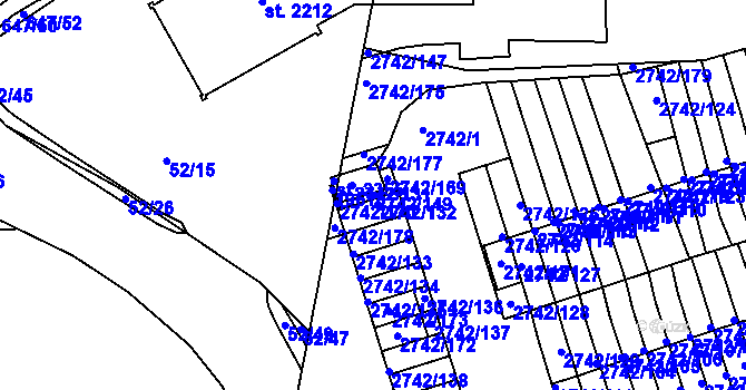 Parcela st. 2742/149 v KÚ Příbram, Katastrální mapa