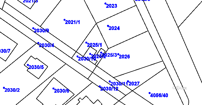 Parcela st. 2025/3 v KÚ Příbram, Katastrální mapa