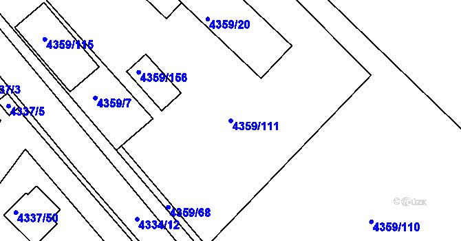 Parcela st. 4359/111 v KÚ Příbram, Katastrální mapa
