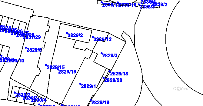 Parcela st. 2829/3 v KÚ Příbram, Katastrální mapa