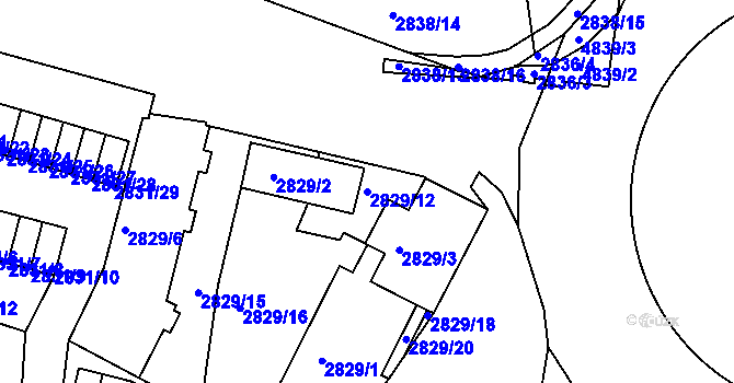 Parcela st. 2829/12 v KÚ Příbram, Katastrální mapa