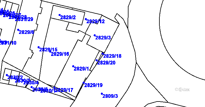 Parcela st. 2829/18 v KÚ Příbram, Katastrální mapa
