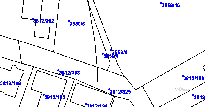 Parcela st. 3859/8 v KÚ Příbram, Katastrální mapa
