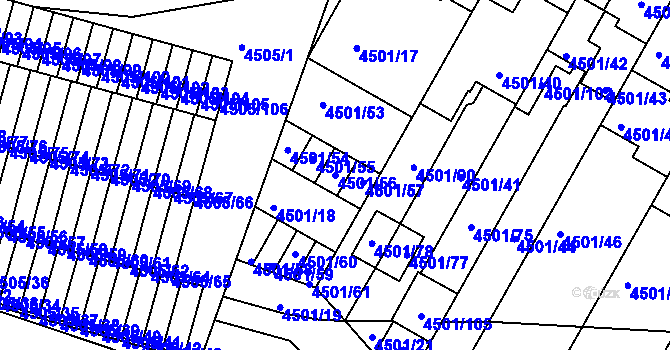 Parcela st. 4501/56 v KÚ Příbram, Katastrální mapa