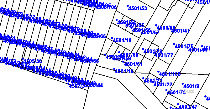 Parcela st. 4501/58 v KÚ Příbram, Katastrální mapa