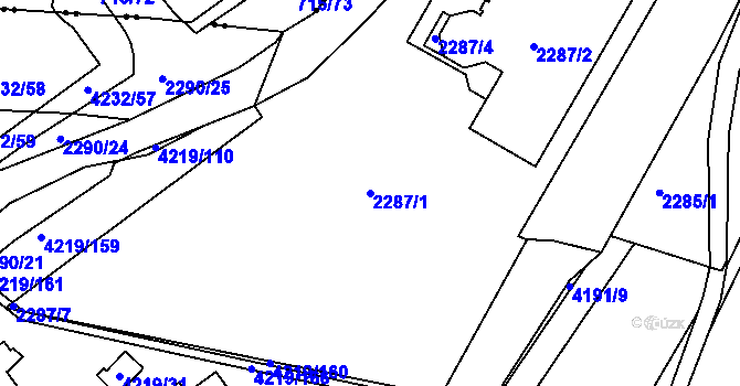 Parcela st. 2287/1 v KÚ Příbram, Katastrální mapa
