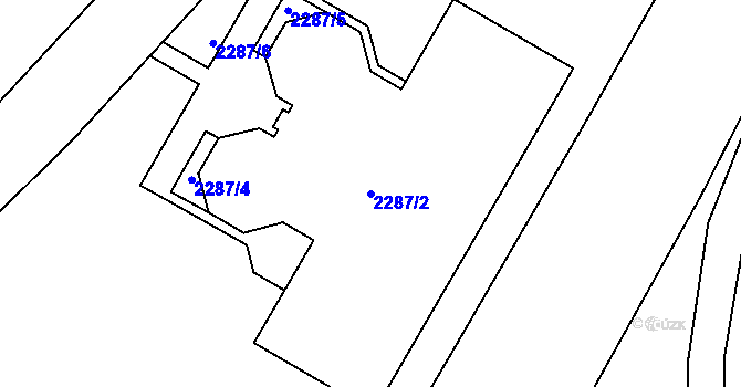 Parcela st. 2287/2 v KÚ Příbram, Katastrální mapa