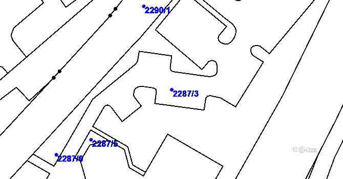 Parcela st. 2287/3 v KÚ Příbram, Katastrální mapa