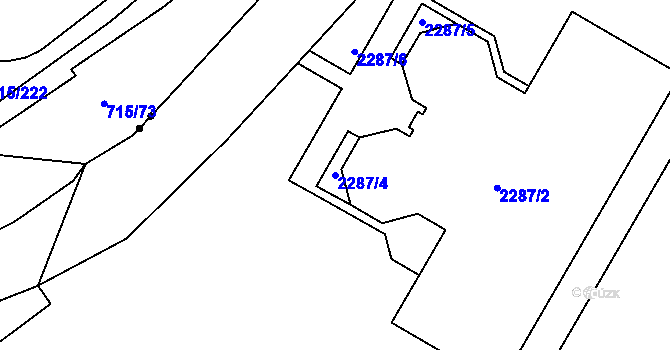 Parcela st. 2287/4 v KÚ Příbram, Katastrální mapa