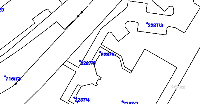 Parcela st. 2287/5 v KÚ Příbram, Katastrální mapa