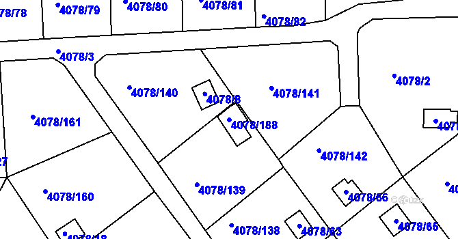 Parcela st. 4078/188 v KÚ Příbram, Katastrální mapa