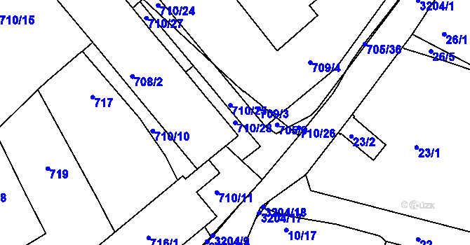 Parcela st. 710/28 v KÚ Příbram, Katastrální mapa