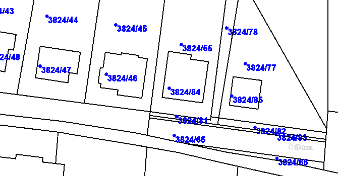 Parcela st. 3824/84 v KÚ Příbram, Katastrální mapa