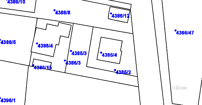 Parcela st. 4385/4 v KÚ Příbram, Katastrální mapa
