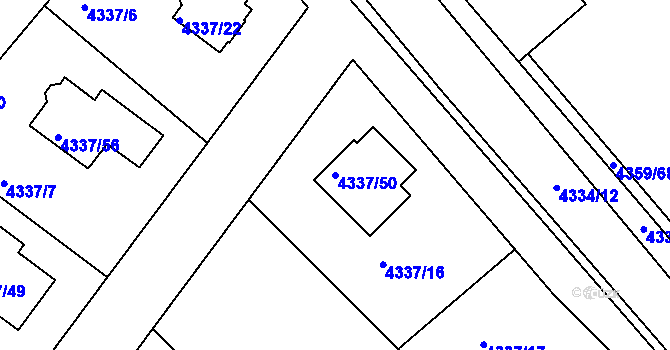 Parcela st. 4337/50 v KÚ Příbram, Katastrální mapa