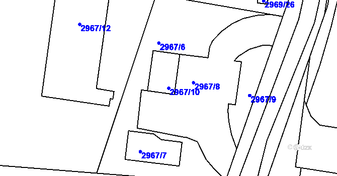 Parcela st. 2967/10 v KÚ Příbram, Katastrální mapa