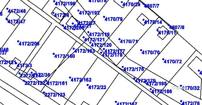 Parcela st. 4172/178 v KÚ Příbram, Katastrální mapa