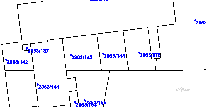 Parcela st. 2863/144 v KÚ Příbram, Katastrální mapa